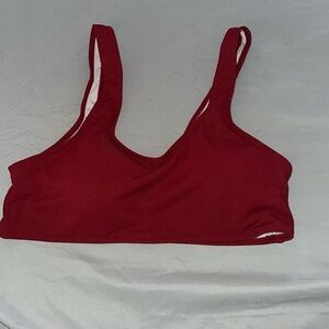 Red ribbed swim top.